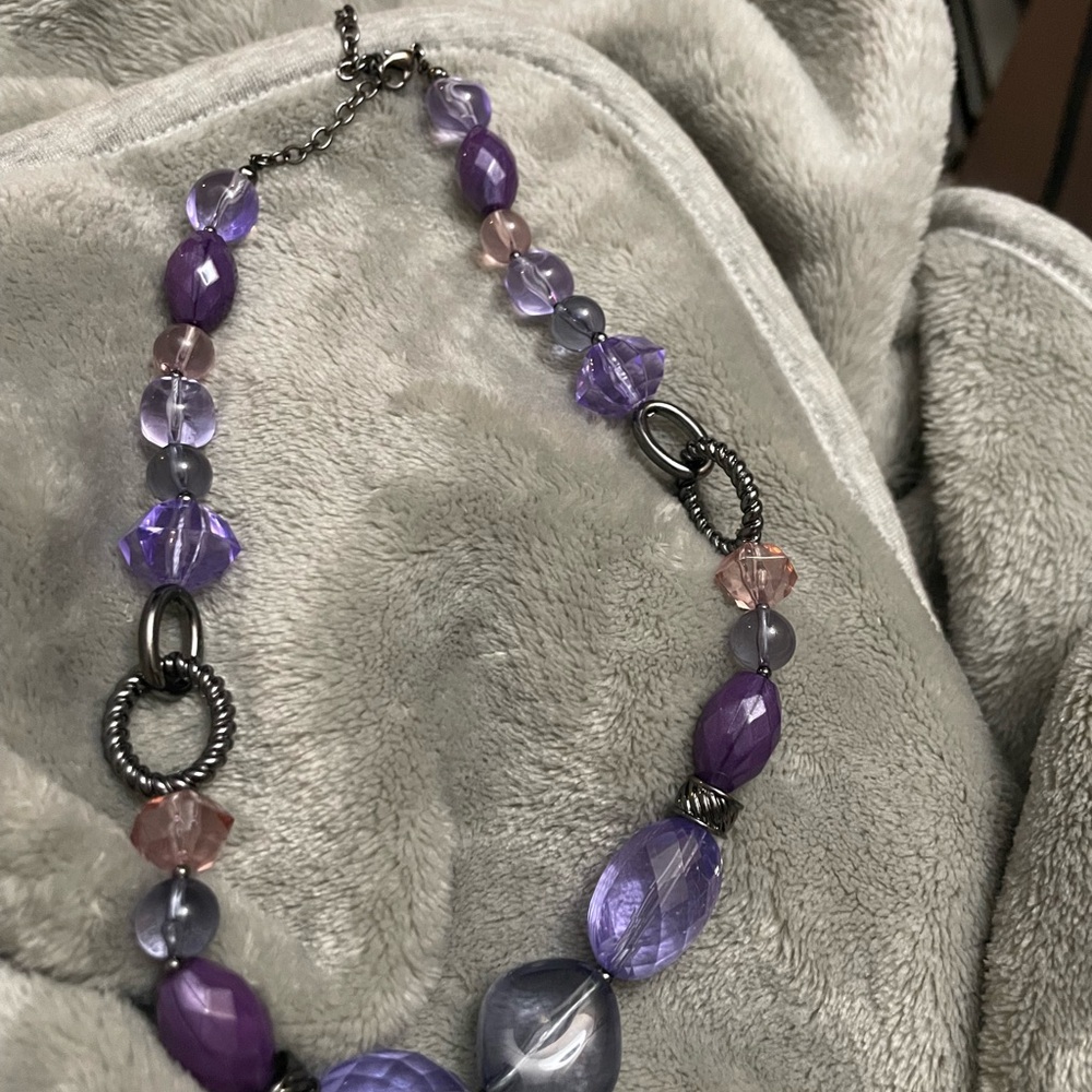 Vintage Purple and Pink Beaded Necklace